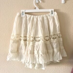 NWOT Intimately by Free People white/cream lace panel ruffle coquette mini skirt